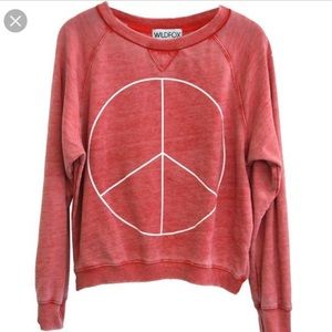 wildfox red peace sign sweatshirt crewneck